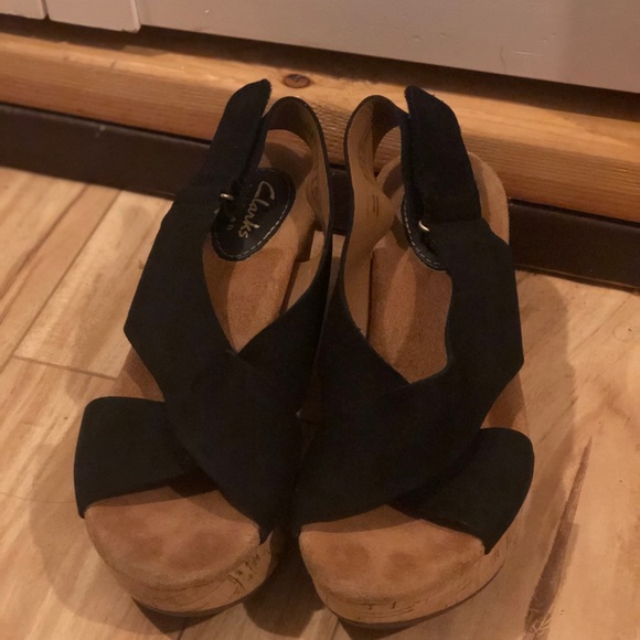Clarks Shoes - Clark’s Brand Wedges, black super comfortable! Clarks Shoes - Clark’s Brand Wedges, black super comfortable!